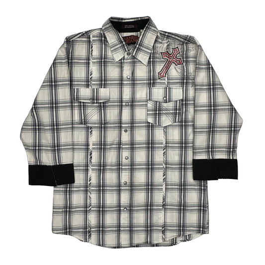 Danesi Jeans Checked Shirt - Large Black & White Cotton