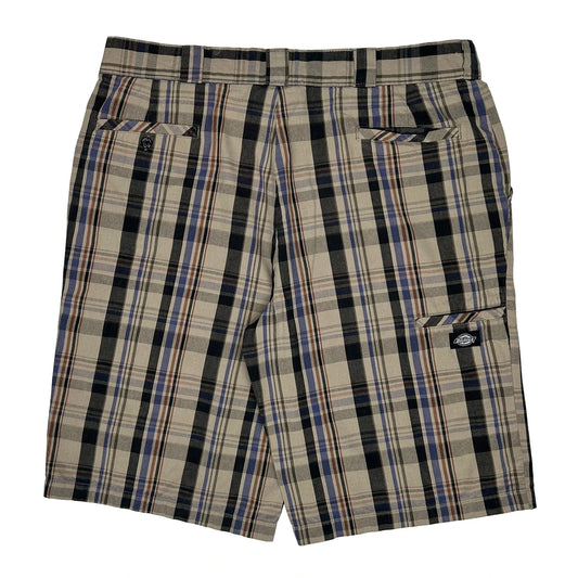 Dickies Checked Shorts - 38W 10L Beige Cotton