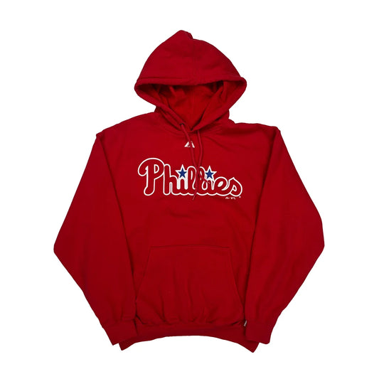 Phillies Majestic Graphic Hoodie - Large Red Cotton