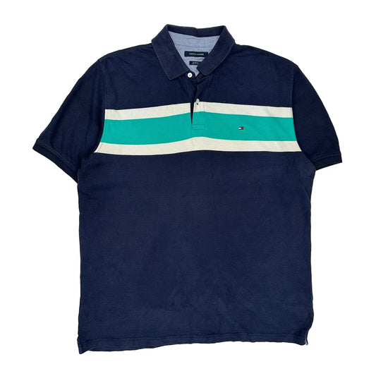 Tommy Hilfiger Striped Polo Shirt - XL Navy Cotton