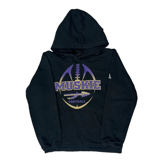Vintage Muskie Football Adidas Hoodie - Small Black Cotton Blend