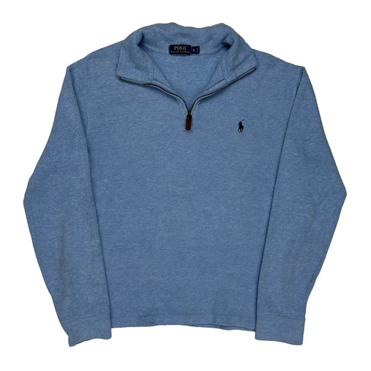 Vintage Polo By Ralph Lauren 1/4 Zip - Small Blue Cotton