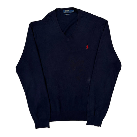 Polo By Ralph Lauren V-Neck Jumper - XL Navy Cotton