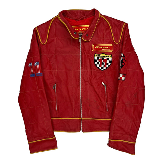 Racing Damu Nascar Leather Jacket - Large Red Leather