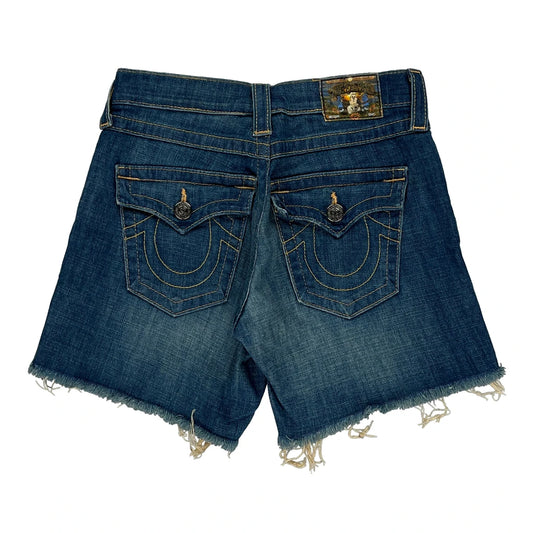 True Religion Denim Shorts - 25W UK 6 Blue Denim