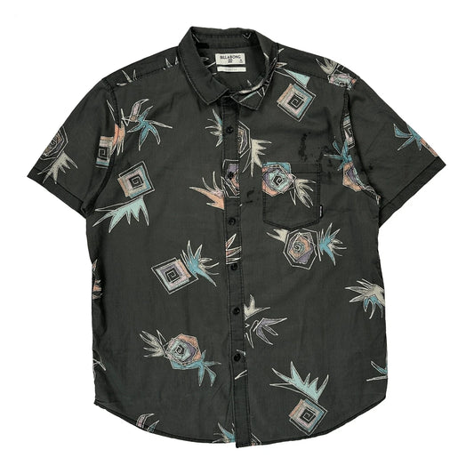 Billabong Short Sleeve Shirt - Medium Black Cotton