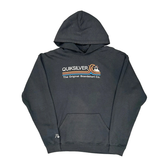 Vintage The Original Boardshort Co. Quiksilver Graphic Hoodie - Large Black Cotton