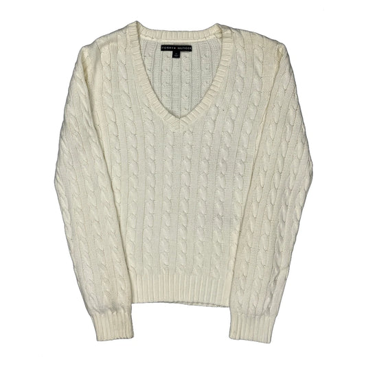 Tommy Hilfiger V-Neck Jumper - Medium Cream Knitted