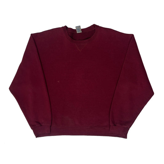 Russell Athletic Sweatshirt - Large Burgundy Cotton Blend