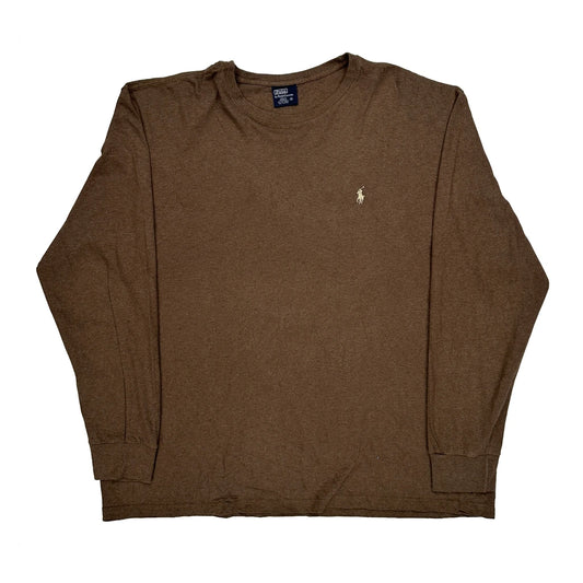 Vintage Polo By Ralph Lauren Long Sleeve T-Shirt - XL Brown Cotton