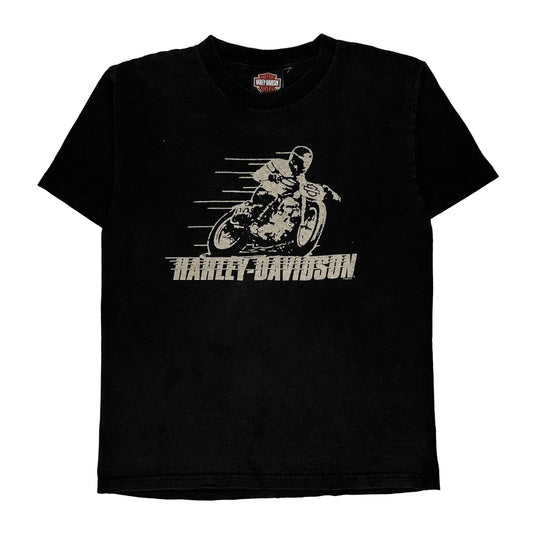 Onalaska Harley Davidson Graphic T-Shirt - Medium Black Cotton