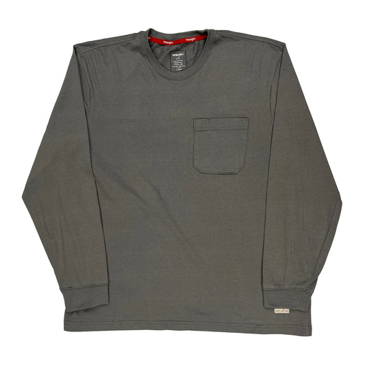 Wrangler Long Sleeve T-Shirt - Large Grey Polyester Blend