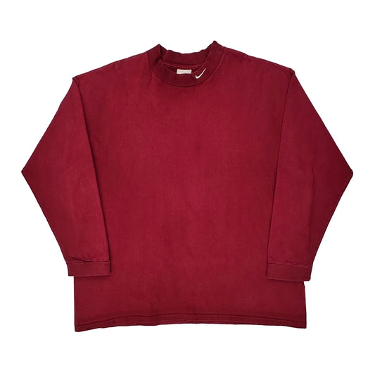 Nike Long Sleeve T-Shirt - 2XL Red Cotton