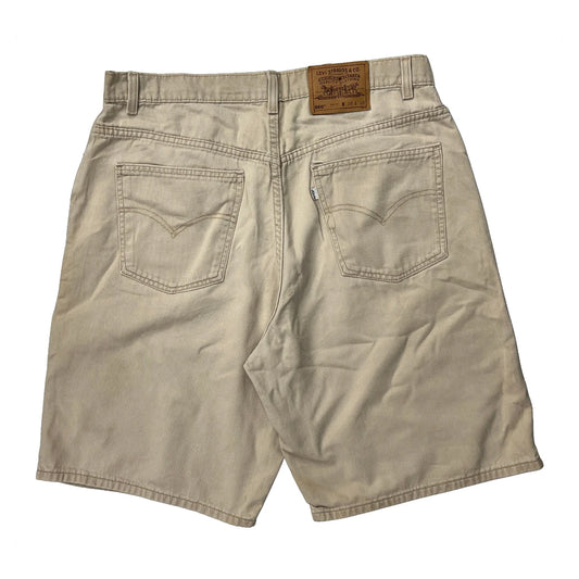 Made In USA Levis 560 Loose Fit Denim Shorts - 34W 9L Beige Cotton