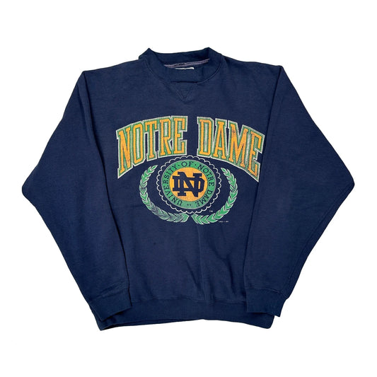 University Of Notre Dame Logo Athletics College Sweatshirt - Large Blue Cotton Blend