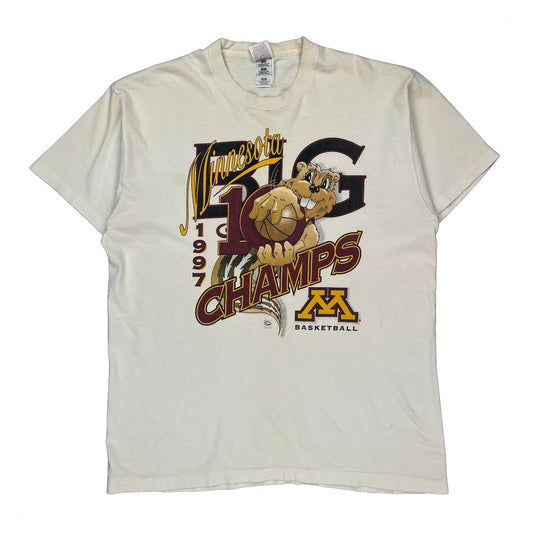 Vintage Minnesota 1997 Champs Fruit Of The Loom T-Shirt - XL Cream Cotton