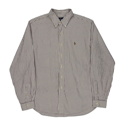 Ralph Lauren Striped Shirt - XL Burgundy Cotton