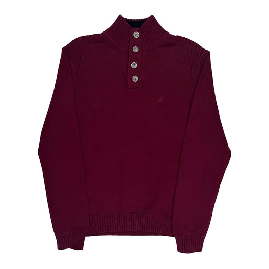 Vintage Nautica Jumper - Medium Burgundy Cotton