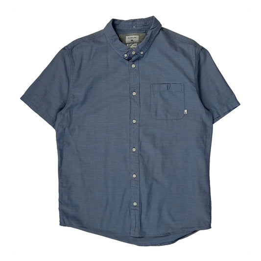 Vintage Quiksilver Fitted Short Sleeve Shirt - Medium Blue Cotton