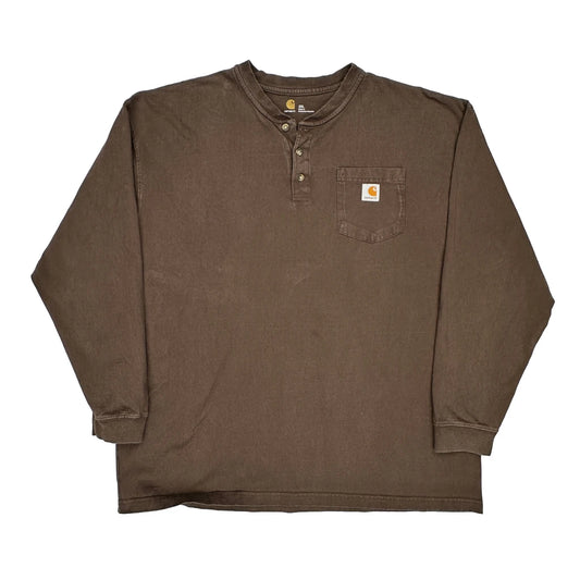 Carhartt Long Sleeve T-Shirt - 2XL Brown Cotton