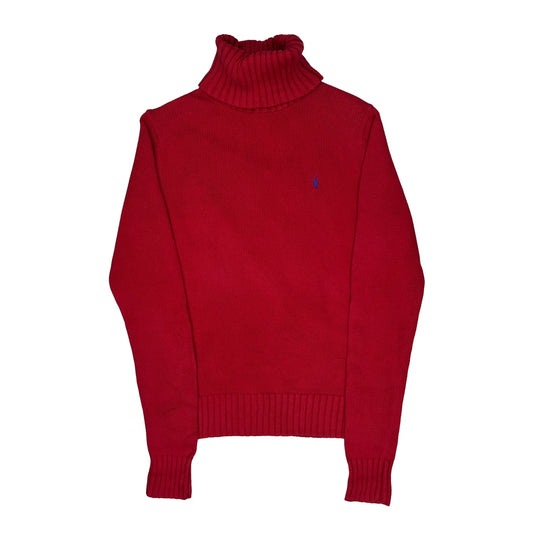 Ralph Lauren Sport Roll Neck Jumper - Large Red Cotton