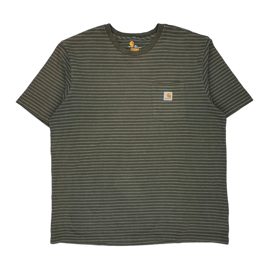 Carhartt Striped T-Shirt - 2XL Green Cotton