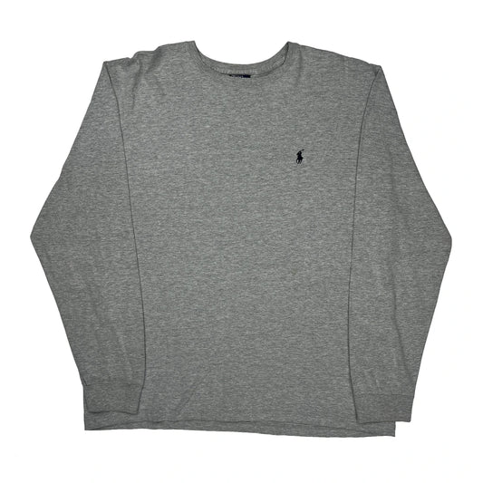 Vintage Polo By Ralph Lauren Long Sleeve T-Shirt - Large Grey Cotton Blend