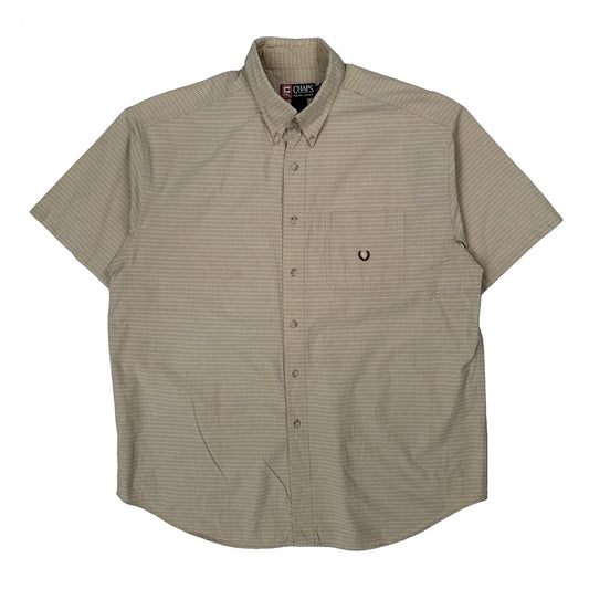 Chaps Ralph Lauren Checked Short Sleeve Shirt - XL Beige Cotton