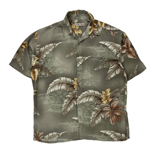 Hollis River Floral Hawaiian Shirt - Large Grey Cotton