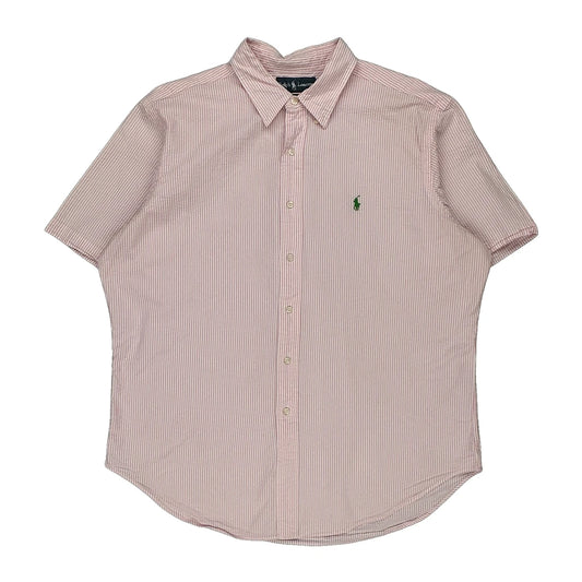 Ralph Lauren Striped Short Sleeve Shirt - XL Pink Cotton