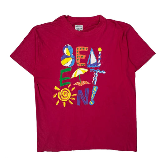Vintage Benetton Single Stitch T-Shirt - XL Red Cotton