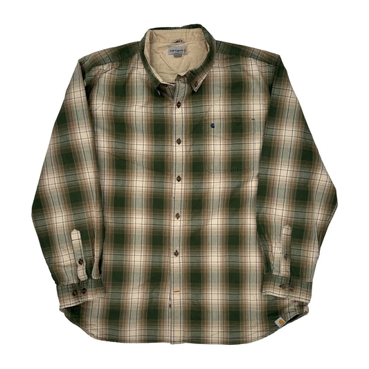 Carhartt Checked Flannel Shirt - 2XL Beige Cotton