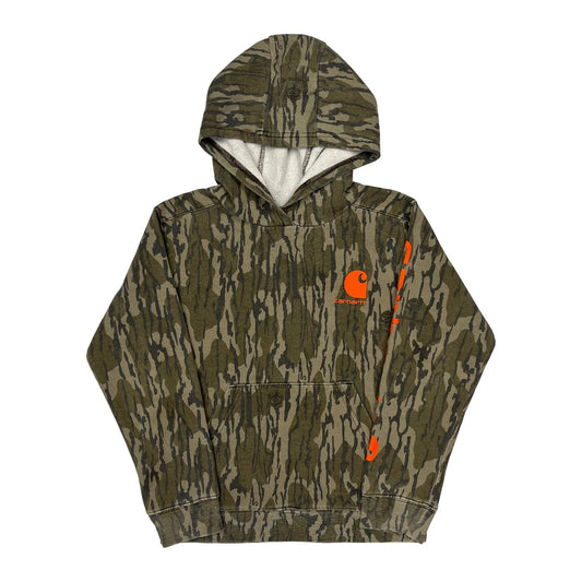 Age 8-10 Carhartt Camo Hoodie - Small Green Cotton