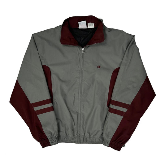 Champion Striped Windbreaker - Medium Grey Polyester