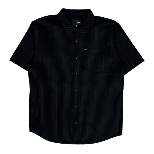 Hurley Pinstripe Short Sleeve Shirt - XL Black Cotton