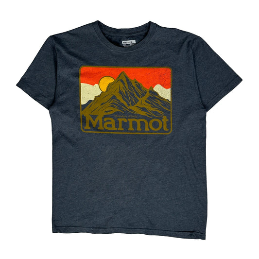 Vintage Mountain Design Marmot Graphic T-Shirt - Medium Grey Cotton Blend