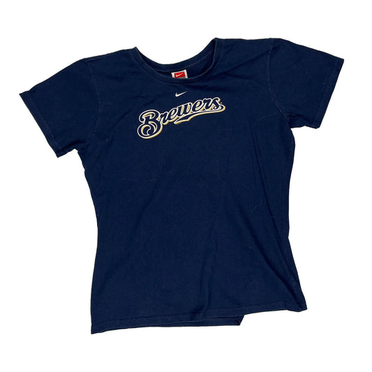 Age 12-13 Brewers Nike Mlb T-Shirt - Large Blue Cotton