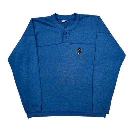 Made In USA Mickey Mouse Disney Cartoon Long Sleeve T-Shirt - XL Blue Cotton