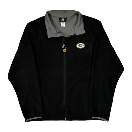 Vintage Green Bay Packers Nfl Football Fleece Jacket - Large Black Polyester