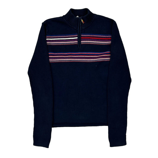 Tommy Jeans Striped 1/4 Zip - Large Navy Cotton