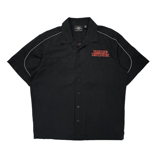 Harley Davidson Graphic Short Sleeve Shirt - Large Black Cotton