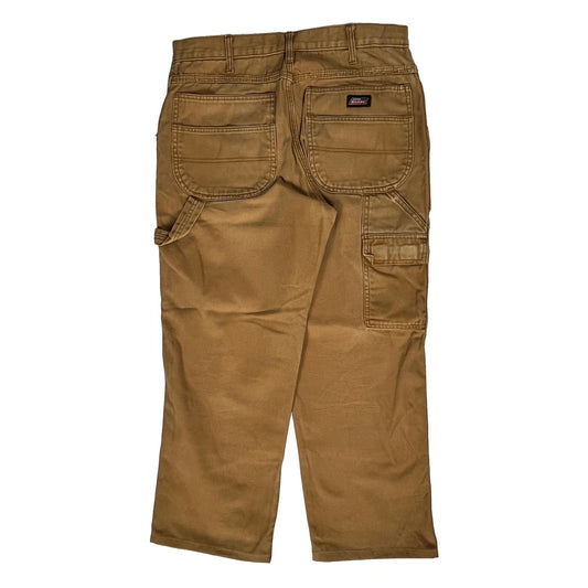 Dickies Double Knee Carpenter Trousers - 32W 27L Brown Cotton