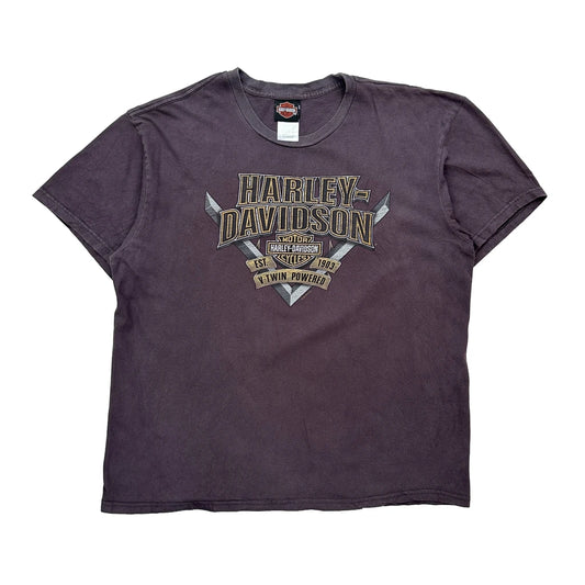 Jamestown Harley Davidson Graphic T-Shirt - XL Purple Cotton