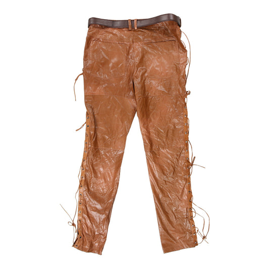 Vintage Unbranded Trousers - 34W UK 14 Brown Faux Leather