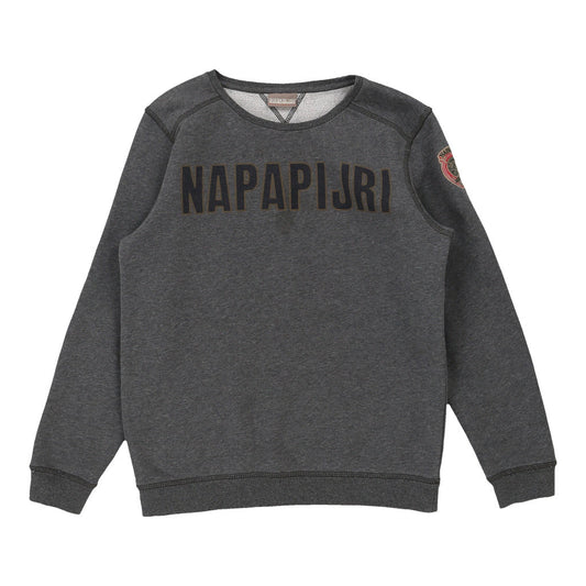 Age 12 Napapijri Spellout Sweatshirt - Large Grey Cotton