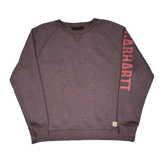Carhartt Spellout Sweatshirt - 2XL Burgundy Cotton Blend