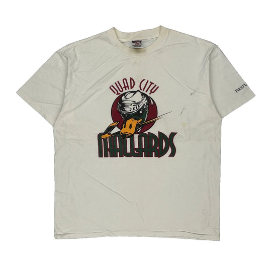 Quad City Mallards Oneita Single Stitch T-Shirt - XL White Cotton
