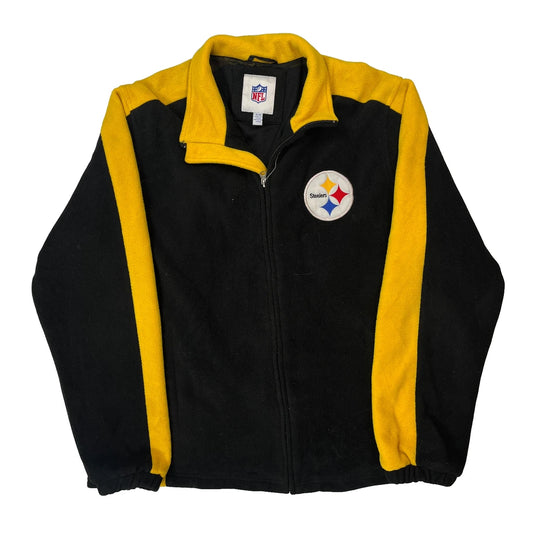 Vintage Steelers Nfl Fleece Jacket - XL Black Polyester
