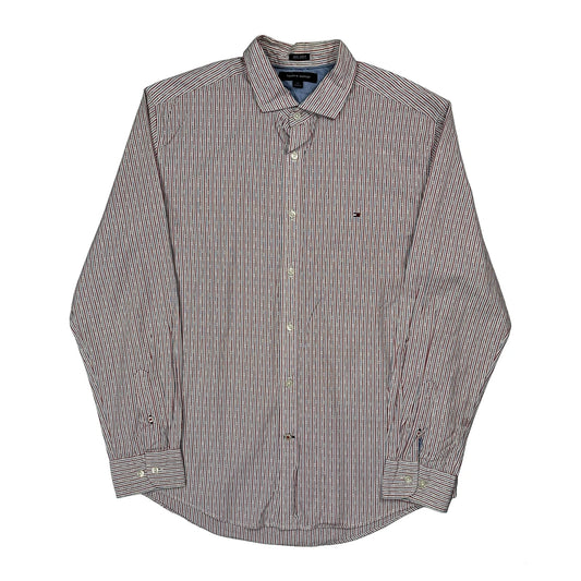 Tommy Hilfiger Striped Shirt - Large Red Cotton