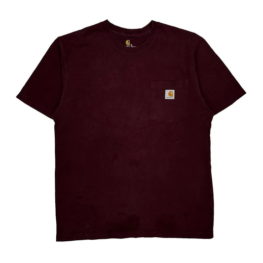 Vintage Carhartt T-Shirt - Medium Burgundy Cotton